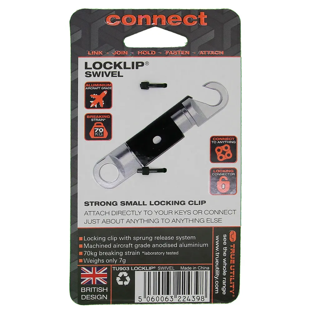 TRUE UTILITY Connect Locklip Swivel Schlüssel Ring Mini Karabiner Tool Organizer