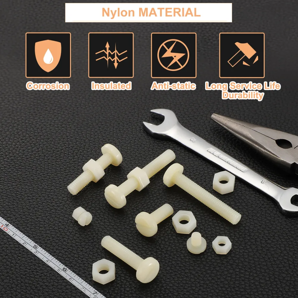 Uxcell 40Set Nylon Screw Nut Assortment, M8-1.25x30mm Slotted Pan Head Screws & M8 Nuts