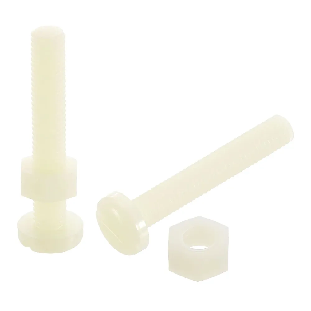 Uxcell 50Set Nylon Screw Nut Assortment, M8-1.25x50mm Slotted Pan Head Screws & M8 Nuts