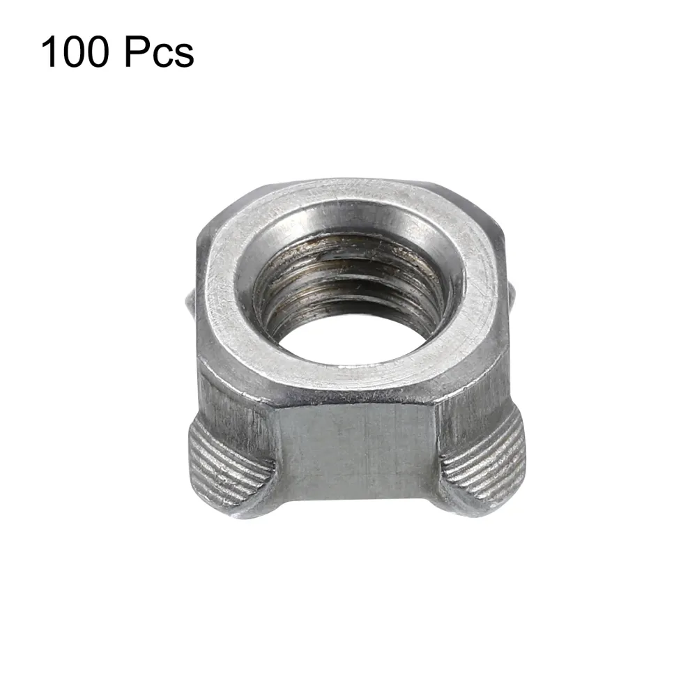 Uxcell Weld Nuts, M10 Square UNC Carbon Steel Machine Screw Gray 100Pcs