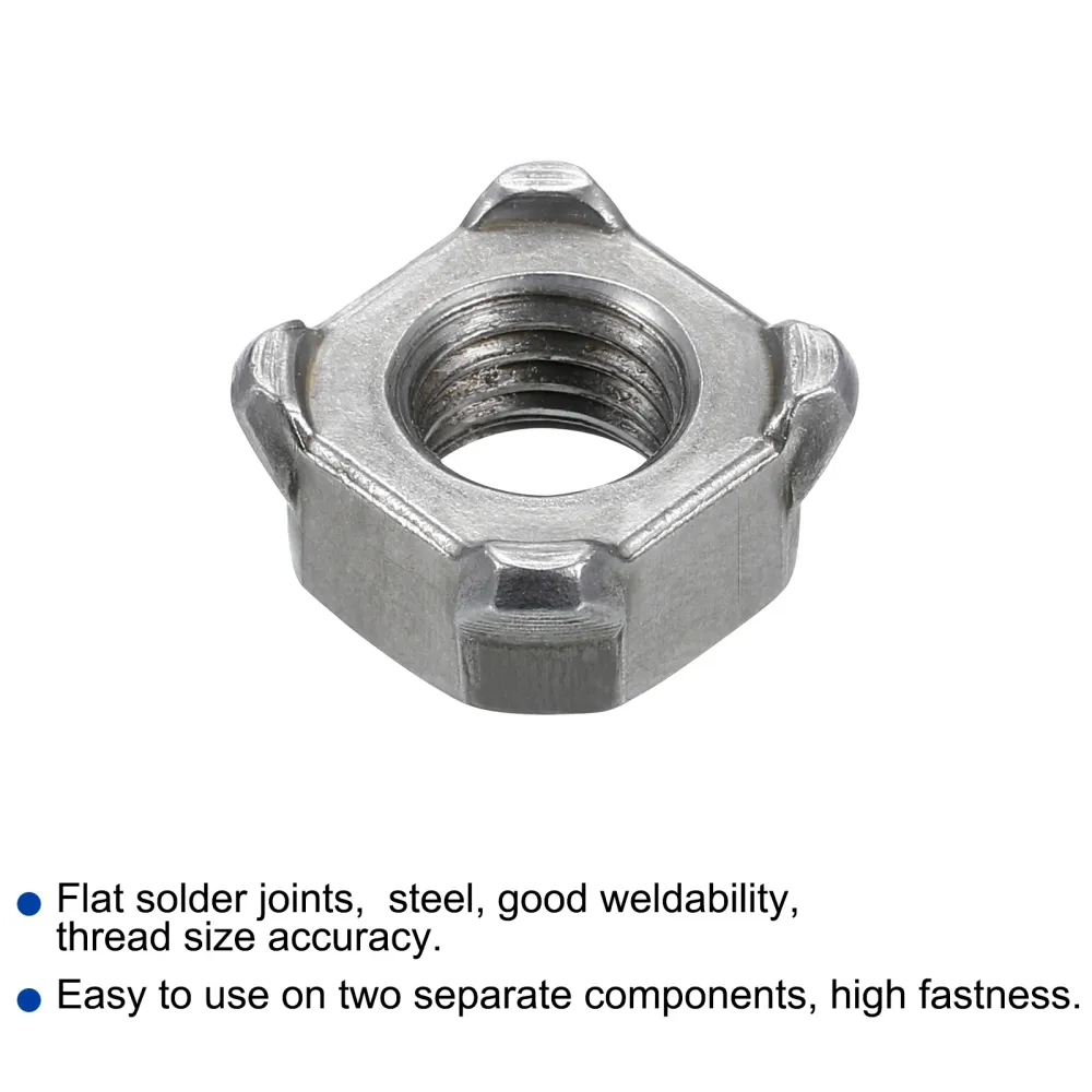 Uxcell Weld Nuts, M10 Square UNC Carbon Steel Machine Screw Gray 100Pcs
