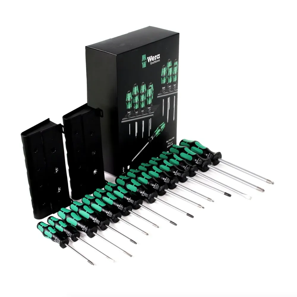 Wera Kraftform Big Pack 300 Schraubendreher Set 14 tlg. + 2x Rack Wandhalterung ( 05105630001 )