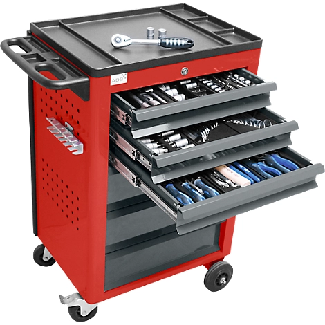 Werkzeugwagen BASIC inkl. 115-tlg. Werkzeug-Set, rot ADB
