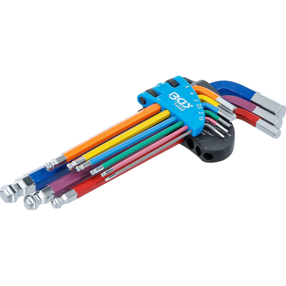 BGS Winkelschlüssel-Satz Multicolour Innensechskant Innensechskant mit Kugelkopf 1,5 - 10 mm 9tlg. - 74452