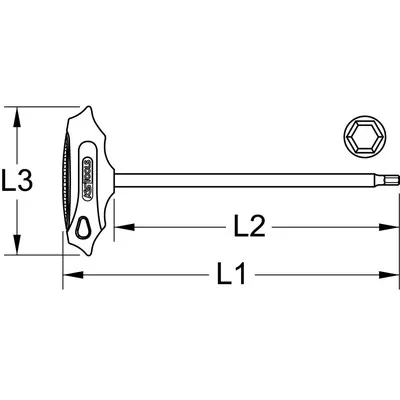 KSTOOLS® - BERYLLIUMplus Innensechskant-Winkelstiftschlüssel, T-Griff 4mm ,mit Kugelkopf